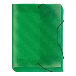 VELOFLEX Heftbox Crystal DIN A4 grün transparent, 3 cm mit Eckspanngummi