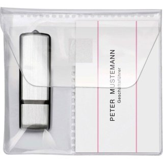 USB-Stick-Hüllen zum Einkleben, PP, für 2 Sticks, mit Verschlussklappe, glasklar, 5er Pack