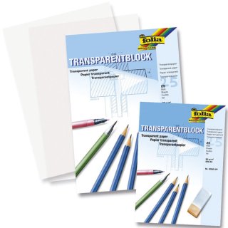 Folia Transparentpapier / Architektenpapier Grammatur: 80g/qm . Inhalt: 25 Blatt/Block, Farbe: weiß