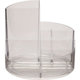Rundbox glasklar, 6 Fächer, mit Brief- und Zettelfach, bruchsicherer Kunststoff, Maße: Ø 14 x Höhe 12,5 cm
