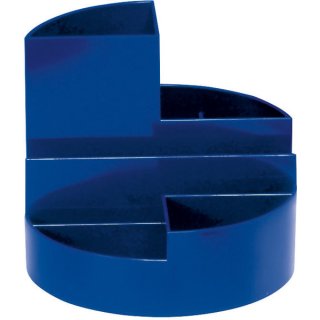 Rundbox blau, 6 Fächer, mit Brief- und Zettelfach, bruchsicherer Kunststoff, Maße: Ø 14 x Höhe 12,5 cm