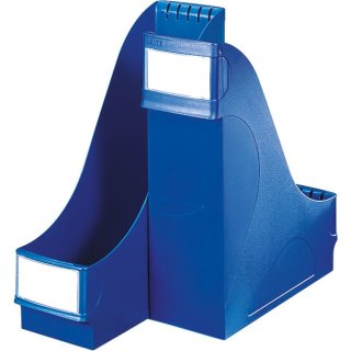 Stehsammler A4, blau, Polystyrol, auswechselbares Beschriftungsschild, Maße: 320 x 95 x 250 mm, Höhe vorne: 92 mm, Füllvermögen: 92 mm