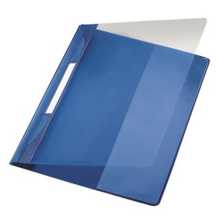 Plastik Schnellhefter Exquisit, für DIN A4, mit Falz, Überbreit, blau, mit transparentem Deckel, 1 Pack = 10 Stück