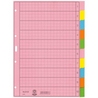Papierregister DIN A4, 5tlg., blanko, Rasterdruck auf erstem Blatt, 130g/qm, Papier, farbig, 4-fach Lochung