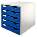 Schubladenbox Postset, lichtgrau/blau, 5 geschlossene...