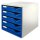 Schubladenbox Postset, lichtgrau/blau, 5 geschlossene Schubladen, mit Auszugstopp, Maße: 285 x 290 x 355 mm