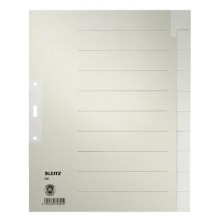 Papierregister DIN A4, 10tlg., blanko, Überbreite, 100g/qm, Tauenpapier, grau, 2-fach Lochung