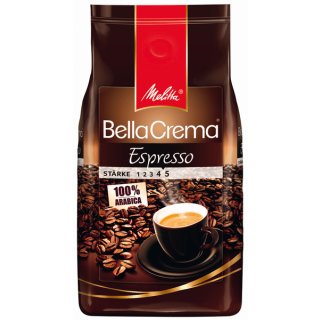 Melitta BellaCrema Espresso, 100% Arabica, ganze Bohnen, 1.000 g, Intensität: 5
