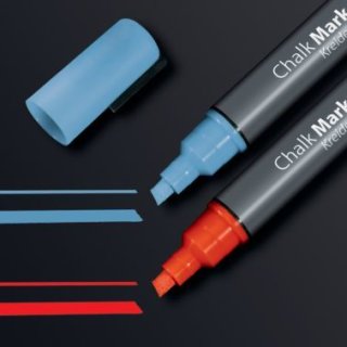 Kreidemarker/Flüssigkreide auf Wasserbasis, abwischbar, blau/rot