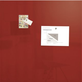 Glas-Magnetboard Artverum, rot, inkl. 1 starker SuperDym-Magnet und Befestigungsmaterial,Tempered Glas/ Sicherheitsglas, 1000 x 1000 x 15 mm