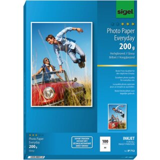 InkJet-Plus-Photo-Papier, DIN A4, 200g/qm, hochglänzend, weiß, VE = 1 Packung = 100 Blatt