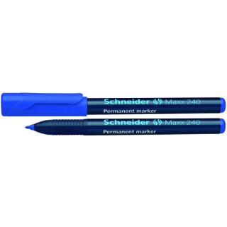 Schneider Permanentmarker 240 Rundspitze 1-2mm, blau,  Cap-Off-Tinte, Clipkappe