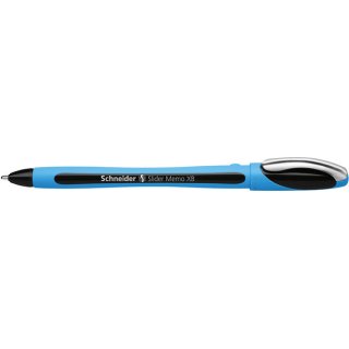 Kugelschreiber Slider Memo XB, Visco Glide, gummierter Schaft, Kappe mit Metallclip, schwarz
