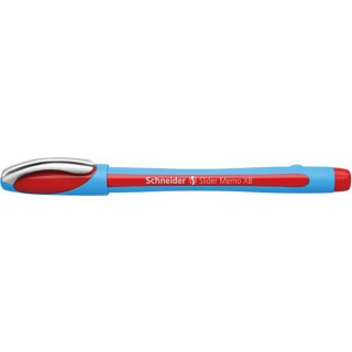 Kugelschreiber Slider Memo XB, Visco Glide, gummierter Schaft, Kappe mit Metallclip, rot