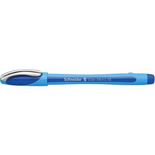 Kugelschreiber Slider Memo XB, Visco Glide, gummierter Schaft, Kappe mit Metallclip, blau