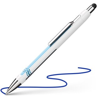 Kugelschreiber Epsilon Touch mit Viscoglide-Technologie, weiß/blau  Mit Mine Slider 755XB
