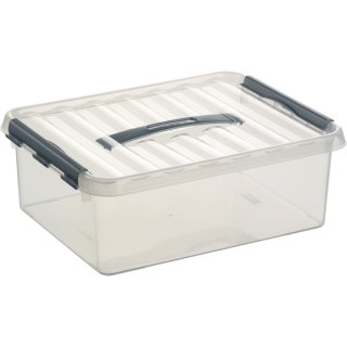 Kunststoff-Box 12 Liter, DIN A4, transparent, 400 x 300 x 140 mm, per Clip verschließbar