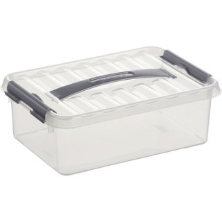 Kunststoff-Box 4 Liter, DIN A5, transparent, 300 x 200 x 100 mm, per Clip verschließbar