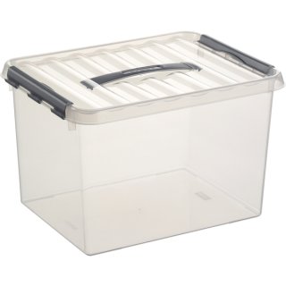 Kunststoff-Box 22 Liter, DIN A4, transparent, 300 x 400 x 260 mm, per Clip verschließbar