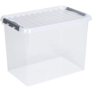 Kunststoff-Box 62 Liter, transparent, 400 x 600 x 340 mm, per Clip verschließbar