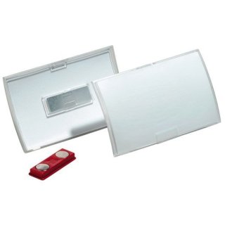 Namensschild Click Fold, 40 x 75 mm, mit Magnet, 1 Pack = 10 Stück, transparent