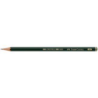 Bleistift CASTELL® 9000, Härtegrad: 2B, Schaftform: 6-kant, Schaftfarbe: dunkelgrün