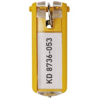 Schlüsselanhänger Key Clip, Kunststoff mit sichtbarem Beschriftungsschild, 1 Beutel = 6 Stück, gelb