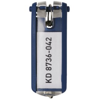 Schlüsselanhänger Key Clip, Kunststoff mit sichtbarem Beschriftungsschild, 1 Beutel = 6 Stück, dunkelblau