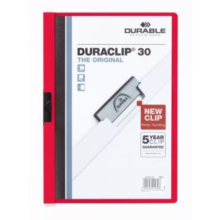 Klemmmappe Duraclip für bis zu 30 Blatt in DIN A4, 310 x 220 mm, rot