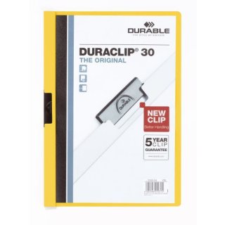 Klemmmappe Duraclip für bis zu 30 Blatt in DIN A4, 310 x 220 mm, gelb
