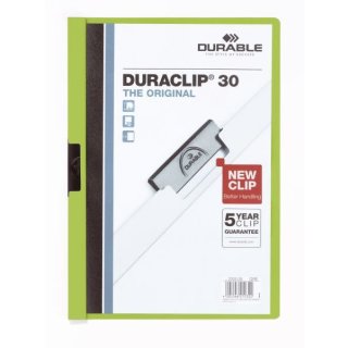 Klemmmappe Duraclip für bis zu 30 Blatt in DIN A4, 310 x 220 mm, grün