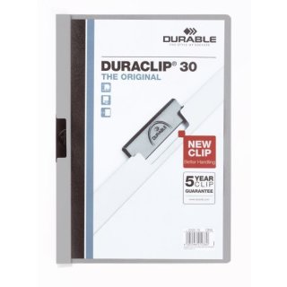 Klemmmappe Duraclip für bis zu 30 Blatt in DIN A4, 310 x 220 mm, grau