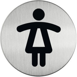 Piktogramm "WC Damen", Ø 83mm, gebürsteter Edelstahl