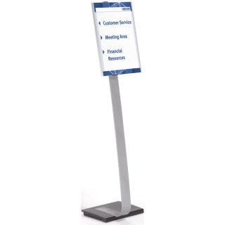INFO SIGN STAND Bodenständer, mit Infotafel für DIN A3, aus Aluminium, 1,25m, Acrylglas, transparent, Gestell: silber