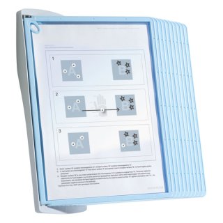 Sichttafelsystem SHERPA BACT-O-CLEAN WALL 10, Wandtafelträger inkl. 10 Tafeln in hellblau, mit antibakteriellem Additiv