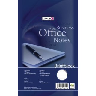 Briefblock Office, DIN A5, Lineatur 21, 50 Blatt, 70 g/qm, liniert