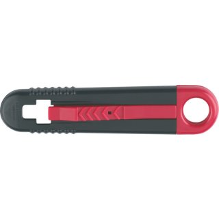 Sicherheits-Cutter, Kunststoff, für Rechts- und Linkshänder, Trapezlinkge, schwarz/rot