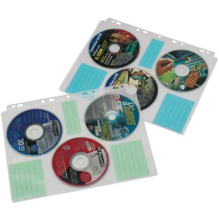 CD-R Folienhüllen, DIN A4, abheftbar, 3 CDs je Folie mit Indexkarten, VE = 10 Folien