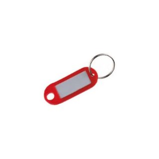Schlüsselanhänger, rot, mit beschriftbaren Etiketten, VE = 1 Packung á 100 Stück
