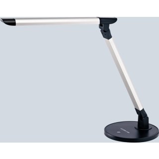 Tischleuchte LED, flexibel einstellbar, Touchfunktion, silber-schwarz, 7-fach dimmbar, zusammenfaltbar, 45 cm Höhe