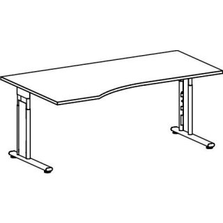 PC-Tisch links, Flex, C-Fuß, 1800 x 800/1000 mm (BxT), Buche/silber, höhenverstellbar: 680 - 820 mm