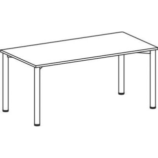 Schreibtisch Flex, 4-Fuß, 1800 x 800 mm (BxT), Buch/weißalu, höhenverstellbar: 680-800 mm