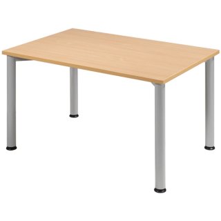 Schreibtisch Flex, 4-Fuß, 1200 x 800 mm (BxT), Buch/weißalu, höhenverstellbar: 680-800 mm