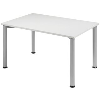 Schreibtisch Flex, 4-Fuß, 1200 x 800 mm (BxT), lichtgrau/weißalu, höhenverstellbar: 680-800 mm