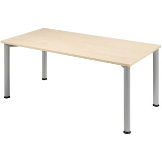 Schreibtisch Flex, 4-Fuß, 1600 x 800 mm (BxT), Ahorn/weißalu, höhenverstellbar: 680-800 mm