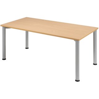 Schreibtisch Flex, 4-Fuß, 1600 x 800 mm (BxT), Buch/weißalu, höhenverstellbar: 680-800 mm