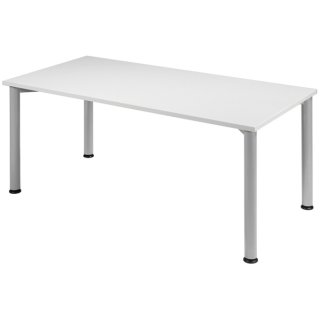 Schreibtisch Flex, 4-Fuß, 1600 x 800 mm (BxT), lichtgrau/weißalu, höhenverstellbar: 680-800 mm