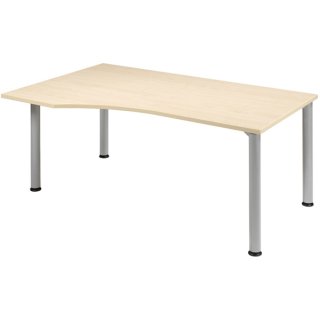 Schreibtisch Flex, links, 4-Fuß, 1800 x 800/1000 mm (BxT), Ahorn/weißalu, höhenverstellbar: 680 - 800 mm