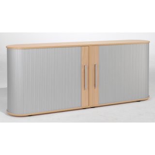 Sideboard Flex, 2 Ordnerhöhen, mit Standfüßen silber/Buche, 2000 x 800 x 400 mm