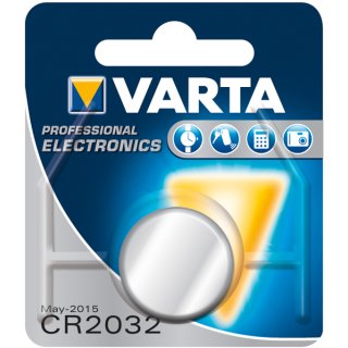 Varta Lithium-Knopfzelle CR2032, 3,0V, 230mAh, VE = 1 Blister = 1 Knopfzelle